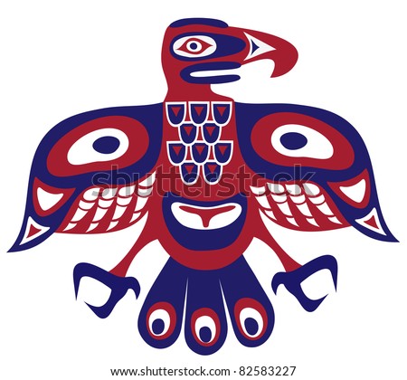 American  on Bird Native American Art Stylization Stock Vector 82583227