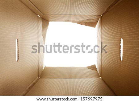 Opened cardboard packaging box