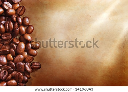 Coffee beans on vintage paper