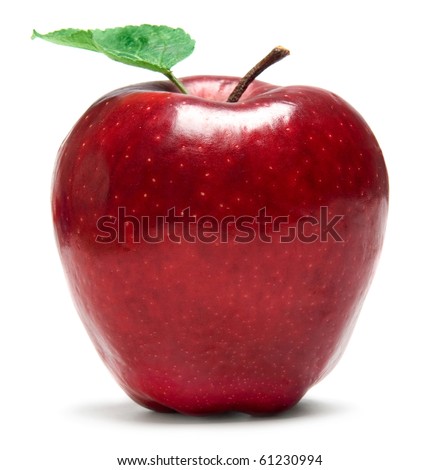 Apple on Fresh Red Apple On White Background Stock Photo 61230994