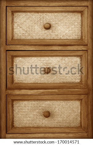 Wooden cabinet drawers background