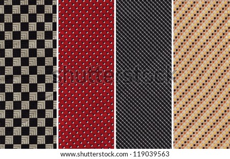 Details of Four Cotton Textile Swatches with Patterns
