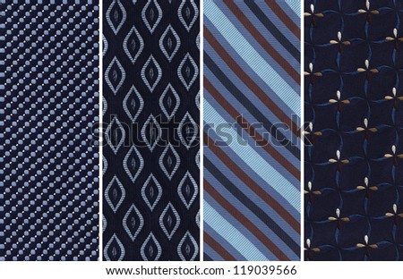 Details of Four Blue Cotton Textile Swatches