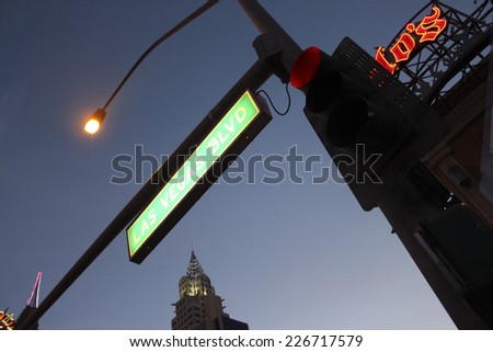Las Vegas Blvd Signage by Night in October 2014