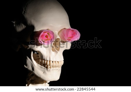 Forever love. A skull with roses as eyes.