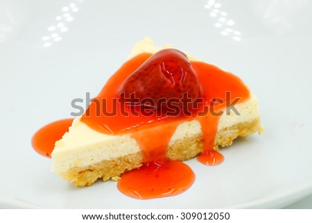 Fresh strawberry cheesecake with strawberry sauce sweet and dessert