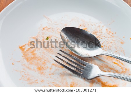 Empty dish after food an the table