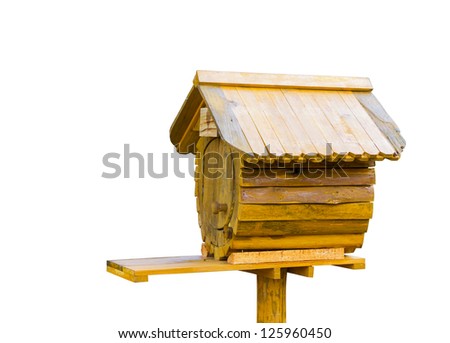 Wooden vintage bird house or letter box in white background