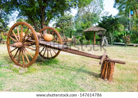 Ancient timber bullock cart for decoration