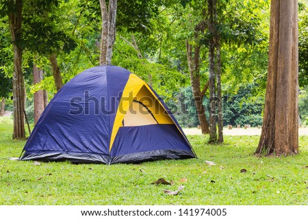 Dome tent camping at Bang Krang Camp in Kaeng Krachan National Park, Thailand