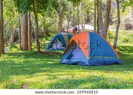 Dome tents camping at Bang Krang Camp in Kaeng Krachan National Park, Thailand