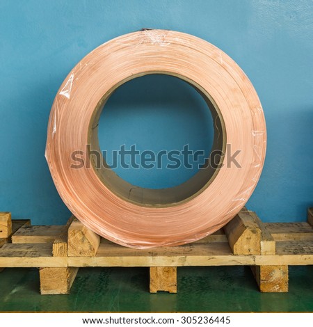 Copper rolled product or copper foil (sheet) in storage area, conductor raw material for transformer manufacturing