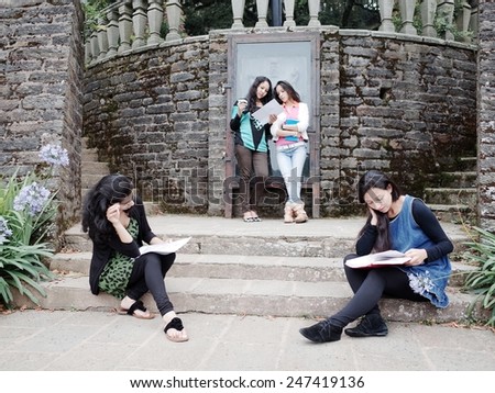 University students preparing for examination.