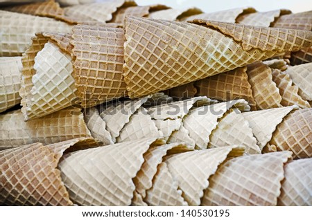 Ice cream wafer rolls close-up
