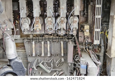 Electrical contacts in the motor of the old trolleybus