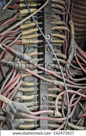 Electrical contacts in the motor of the old trolleybus