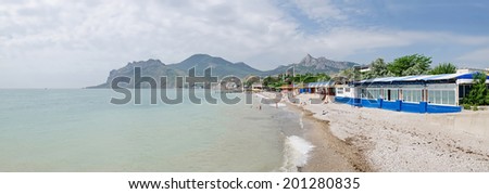 The coast of Koktebel in the summer in Crimea, Russia
