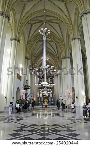 LVOV, UKRAINE - MAY 06: People pray in the Church of Sts. Olha and Elizabeth on May 06, 2013 in Lvov, Ukraine
