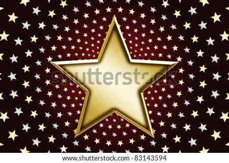 Gold star on a background consisting of many stars