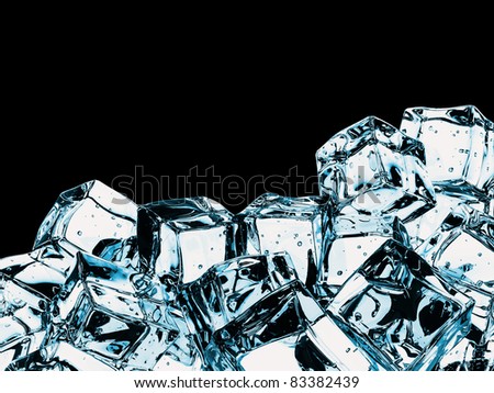 Beautiful Ice cubes, isolated over black