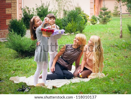 happy family in garden