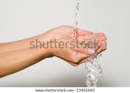 Water in palms of hands