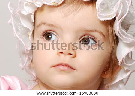 beauty baby face on white background
