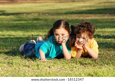 Children on a grass in park
