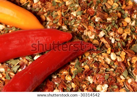 Dry seasoning with chillies