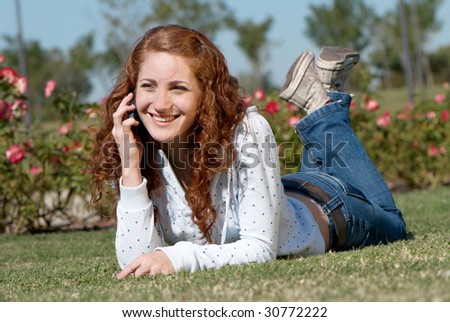 talking woman on grass