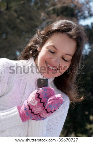 portrait of happy woman with phone