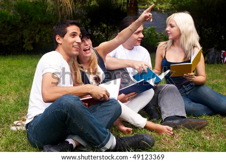 group of college students outdoors