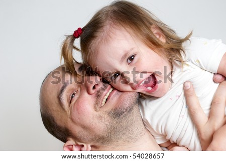Happy family isolated on light background