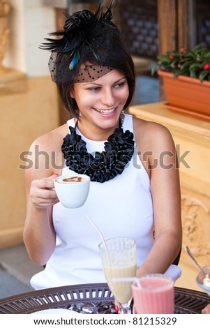 Lovely lady with coffee cup