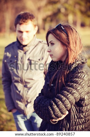 conflict and emotional stress in young people couple relationship outdoors