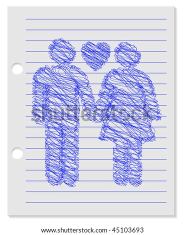 Pen Sketch of a Couple (Vector)