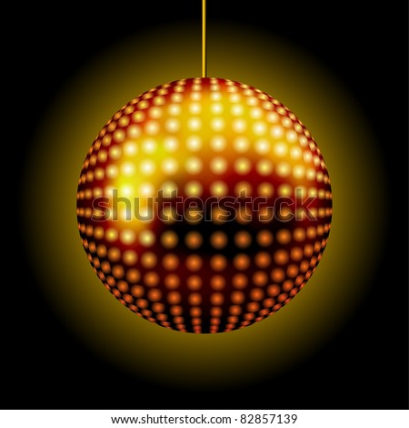 Golden Disco Lights Ball ( EPS10 Vector)