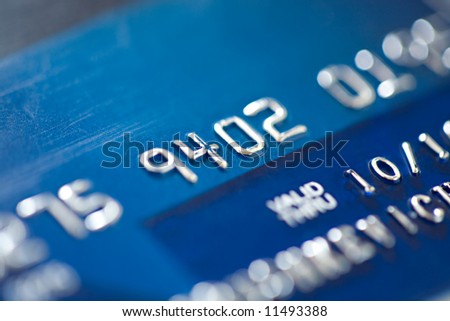 Dark blue bank credit card close up