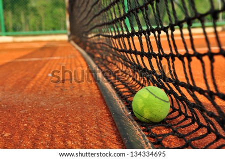tennis court with tennis ball