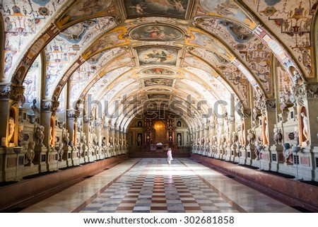 MUNICH, GERMANY - JULY 31: Interior of the Antiquarium in the Munich Residence on July 31, 2015 in Munich, Germany. The Residence is the former royal palace of the Bavarian monarchs