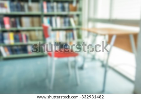Abstract blur library interior reading room background