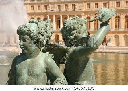 Sculptures in the garden of Versailles palace in France.