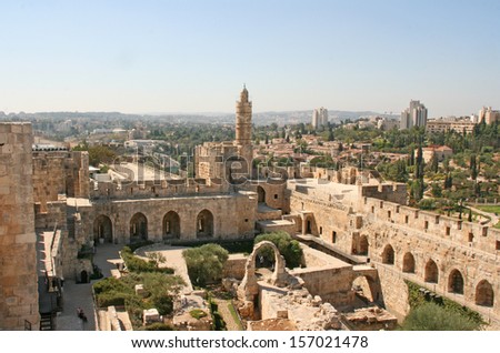 City Of The King David In Jerusalem With The Tower Of David In The Background. Israel.