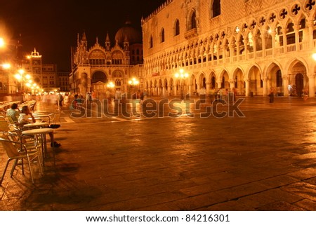san marco square by night, venice , italy, europe