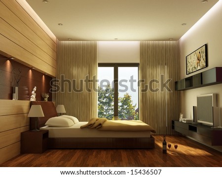 Bedroom Interior Design Stock Photo 15436507 : Shutters