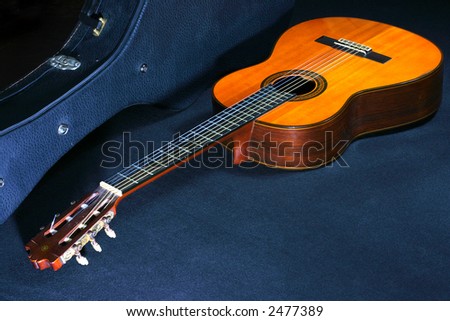 acoustic guitar in guitar box