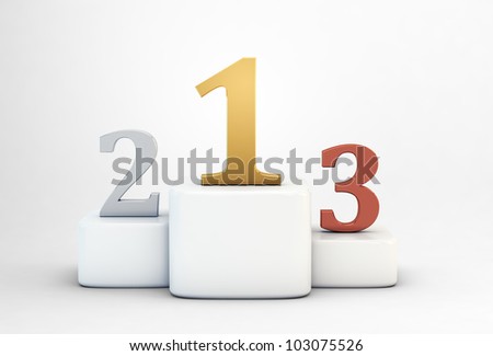 Podium with golden silver and bronze numbers Podium with golden silver and bronze numbers