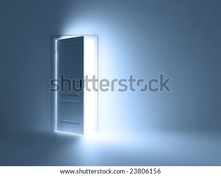 stock photo Abstract room with open doors