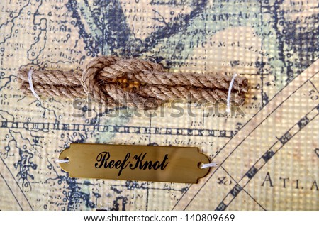 Reef knot example on a old-fashioned map/Reef knot example