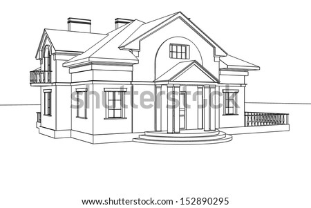 Drawing, Sketch Of A House Stock Photo 152890295 : Shutterstock